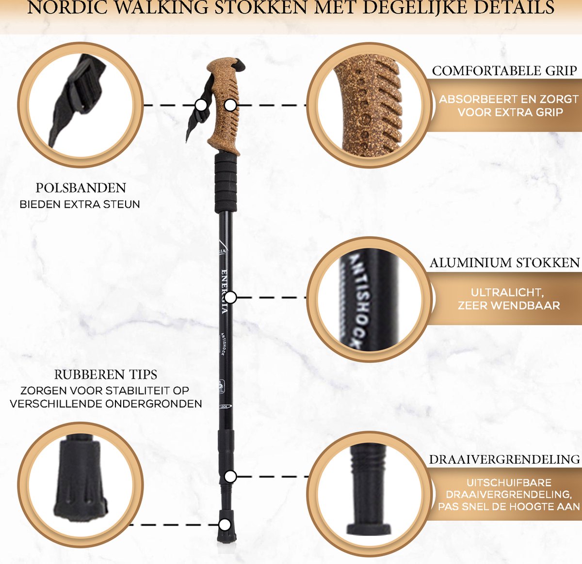 Nordic Walking Stokken zilver